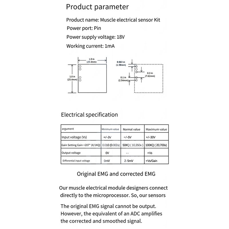 B50B-3X Muscle Electrical Sens - đánh giá và giá Muscle Sensor Emg